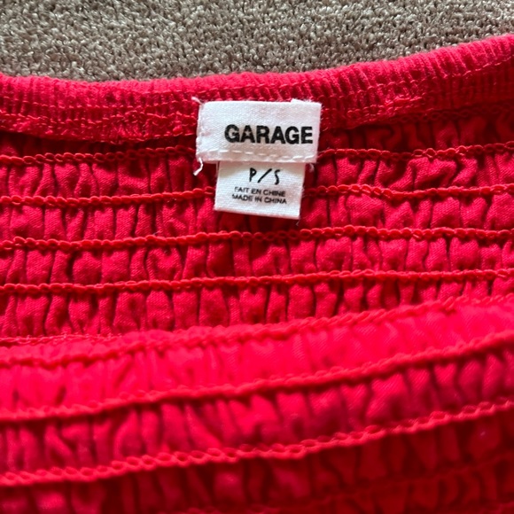 Garage XS Black Cropped Button Down Tank Top & Small Red Cropped Ruched Bra Top - Picture 6 of 9
